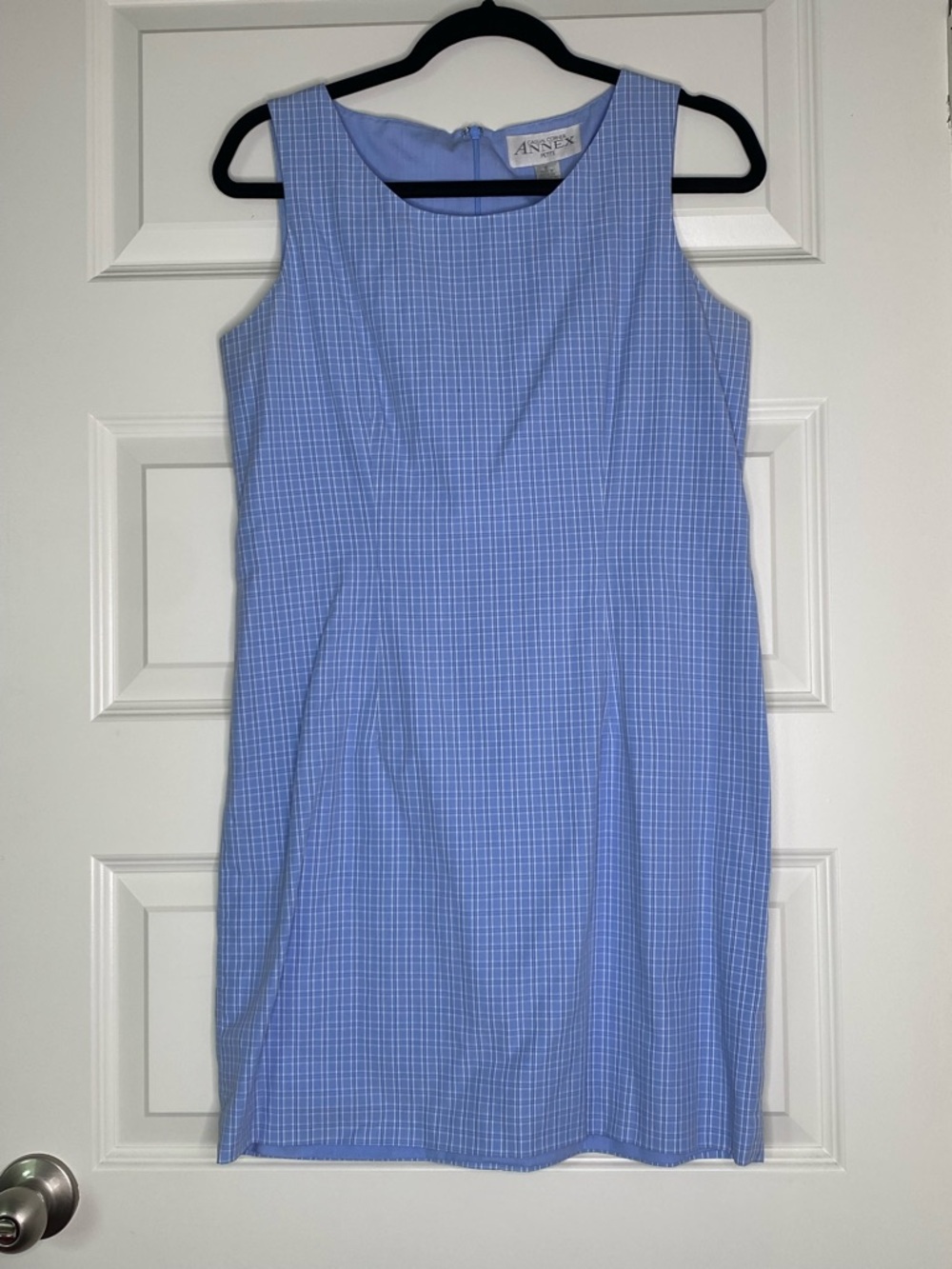 Annex Light Blue Checkered Sleeveless Mini Dress